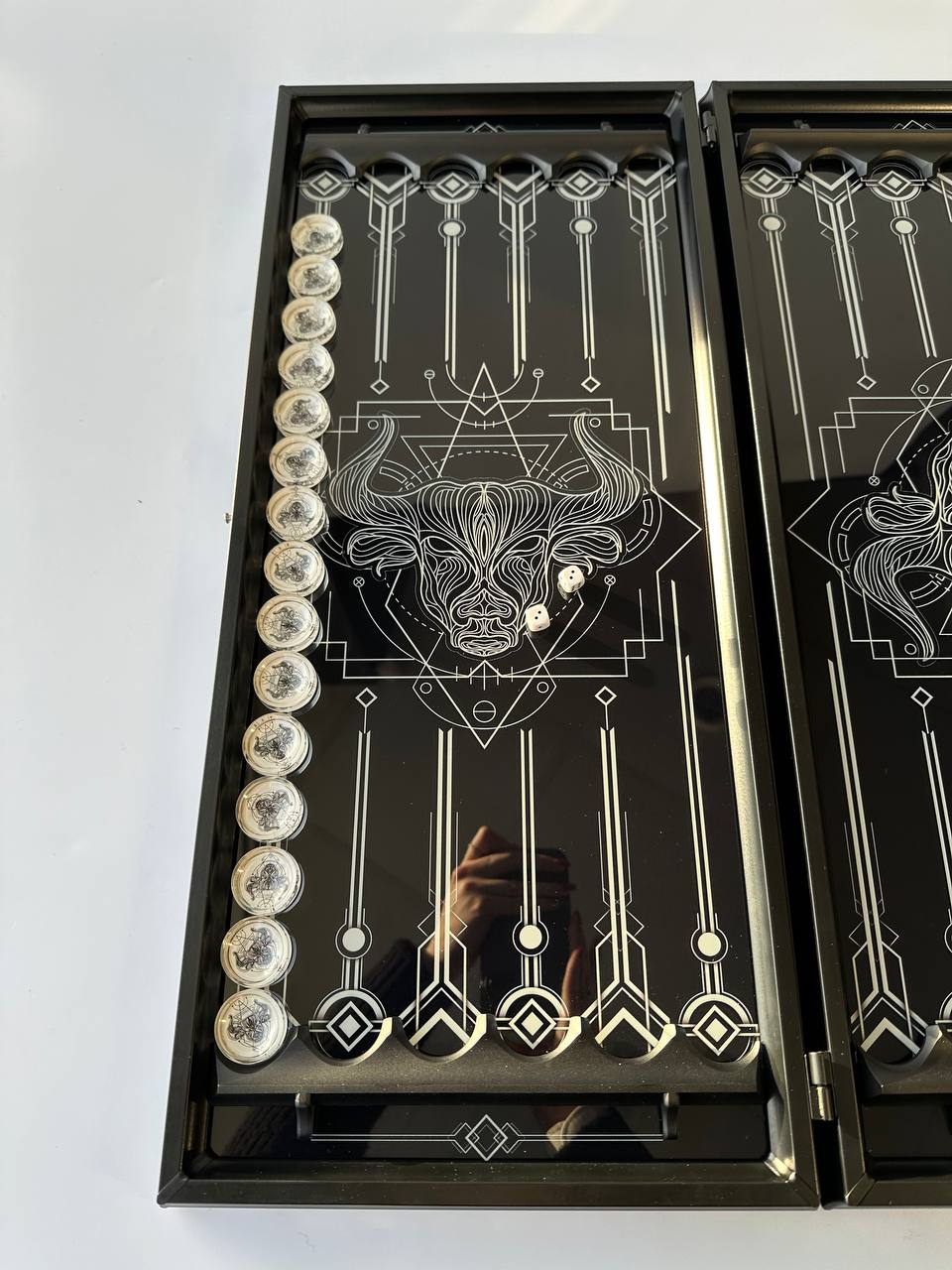 Stylish & Modern Glass Backgammon Board Game Set, Gift-ready. Customization is available.