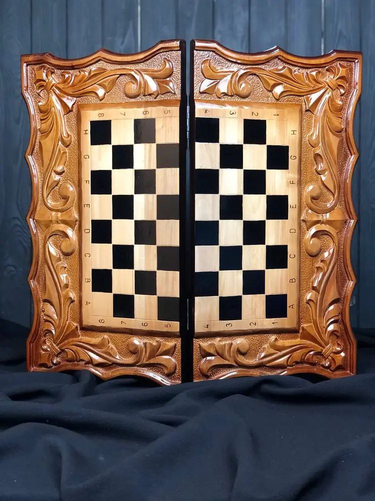 Handmade wooden chess set 3 in 1, 60×30×9 cm, art. 191047