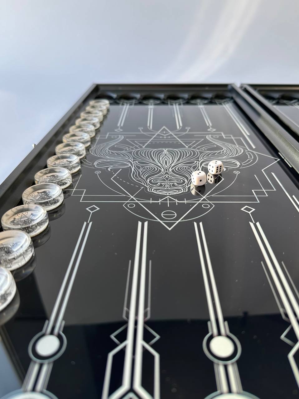 Stylish & Modern Glass Backgammon Board Game Set, Gift-ready. Customization is available.