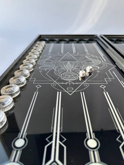 Stylish & Modern Glass Backgammon Board Game Set, Gift-ready. Customization is available.