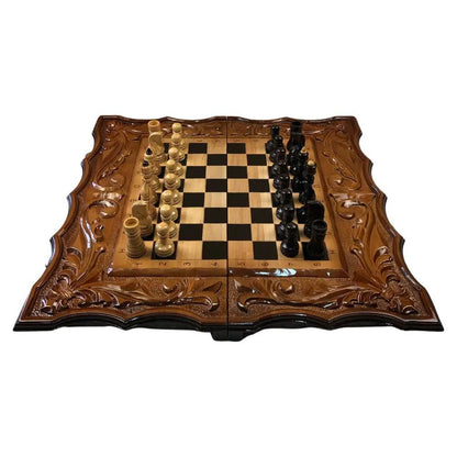 Handmade wooden chess set 3 in 1, 60×30×9 cm, art. 191047