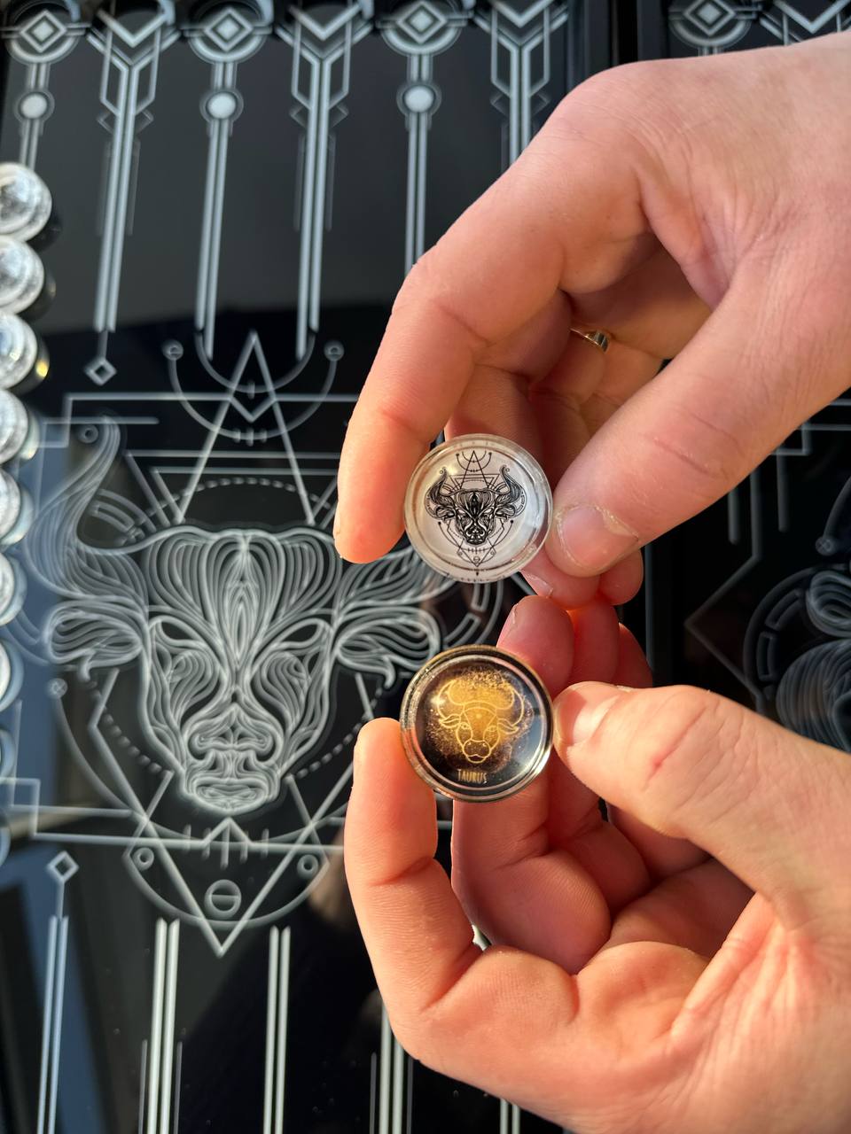 Stylish & Modern Glass Backgammon Board Game Set, Gift-ready. Customization is available.