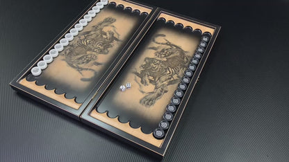 Handcrafted Wooden Backgammon "Tiger" with Epoxy Resin Chips – Exquisite Decor, Exciting Gameplay, Gift-ready