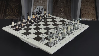 Luxury White Acrylic Stone Chess Set 47*23,5cm, Gift-ready Exlusive offer