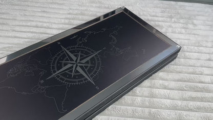 Premium Metal Backgammon Set – Map Design, Stainless Steel & Tempered Glass | Free Global Delivery Gift-ready