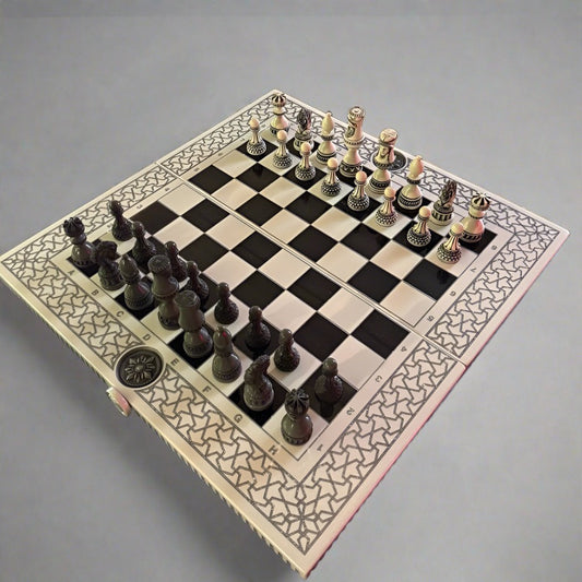 Luxury white acrylic stone chess set, Stone chess board, limited, Luxury chess pieces, Gift for couple