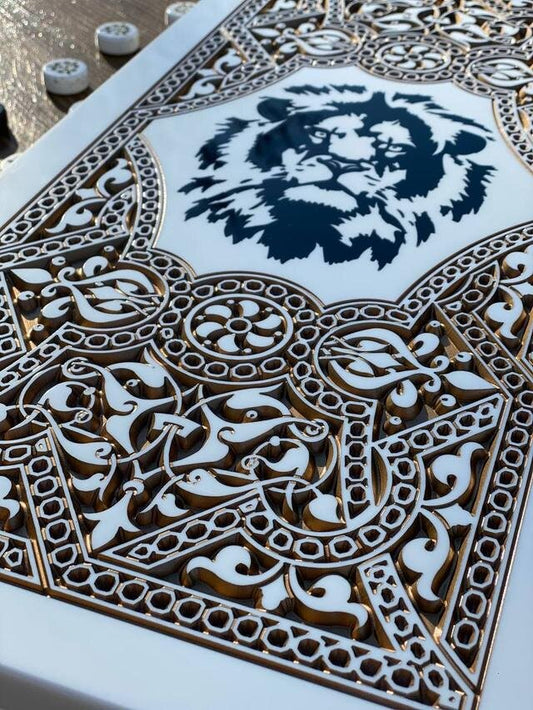 Luxury  acrylic stone backgammon  "Black Lion" 60*30cm, stone board